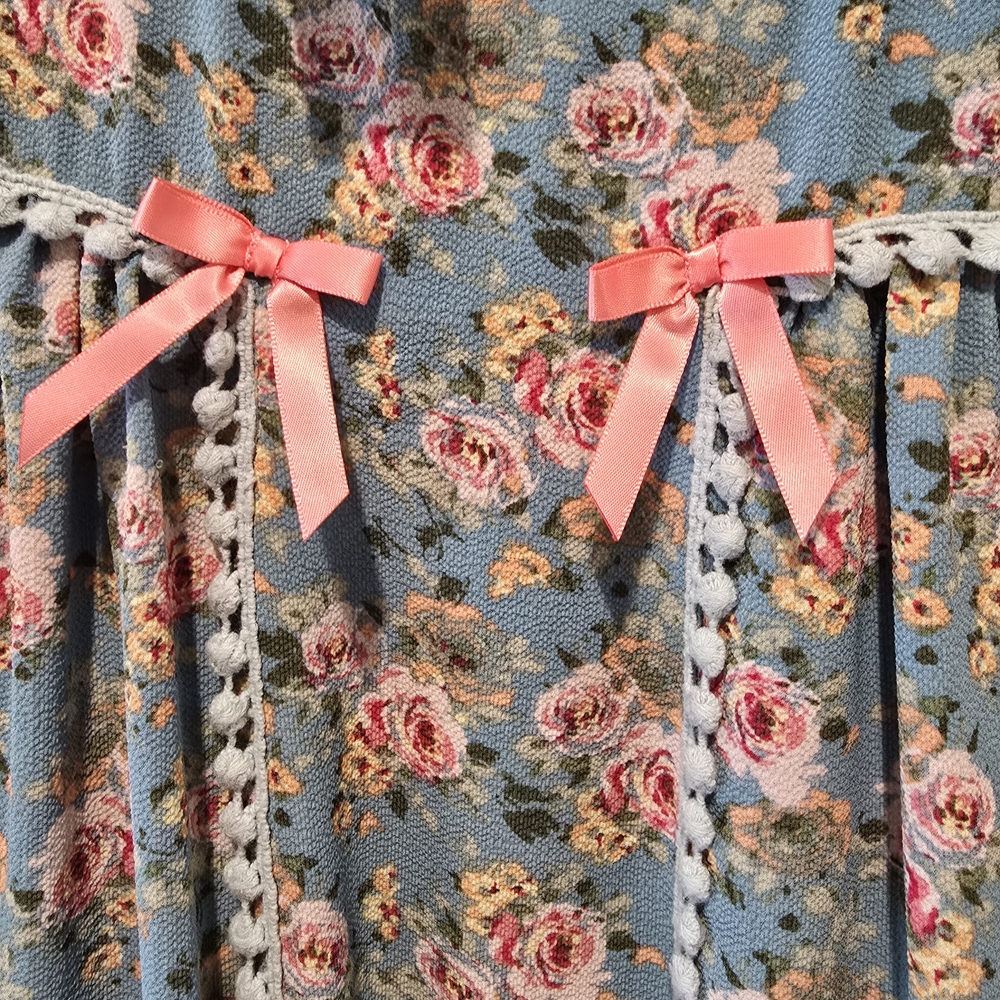 Bonnie Jean Blue Floral Baby Doll Style Dress with Pink Accents Kid's Size 6 - Picture 6 of 7
